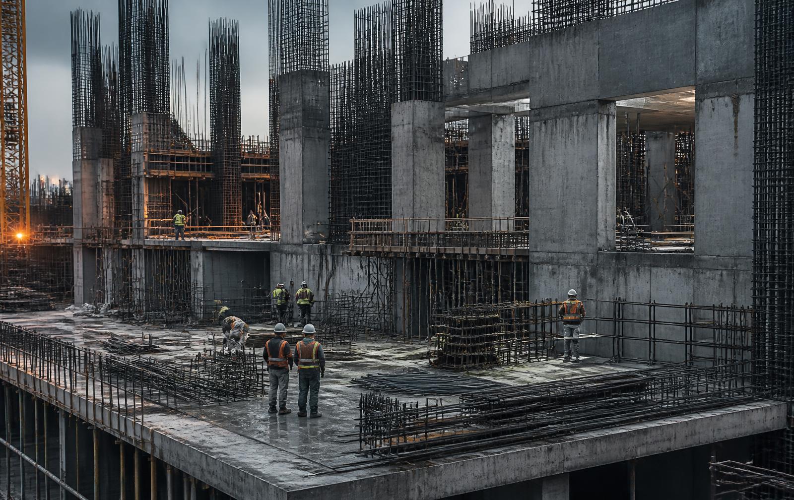 Reinforced concrete commercial construction in progress